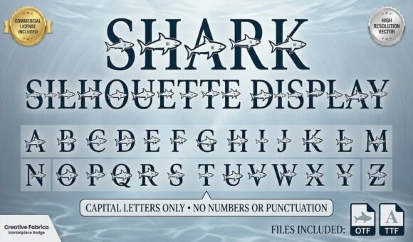 Shark Silhouette Display: A Decorative Typeface for Bold Web Design